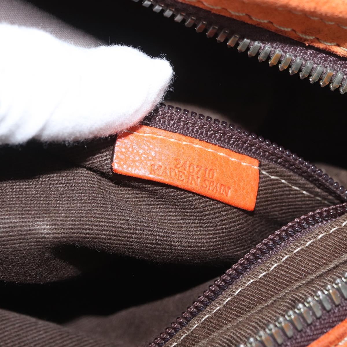 LOEWE Hand Bag Leather Orange Silver Auth ep13732