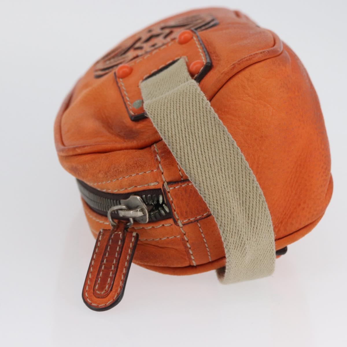 LOEWE Hand Bag Leather Orange Silver Auth ep13732