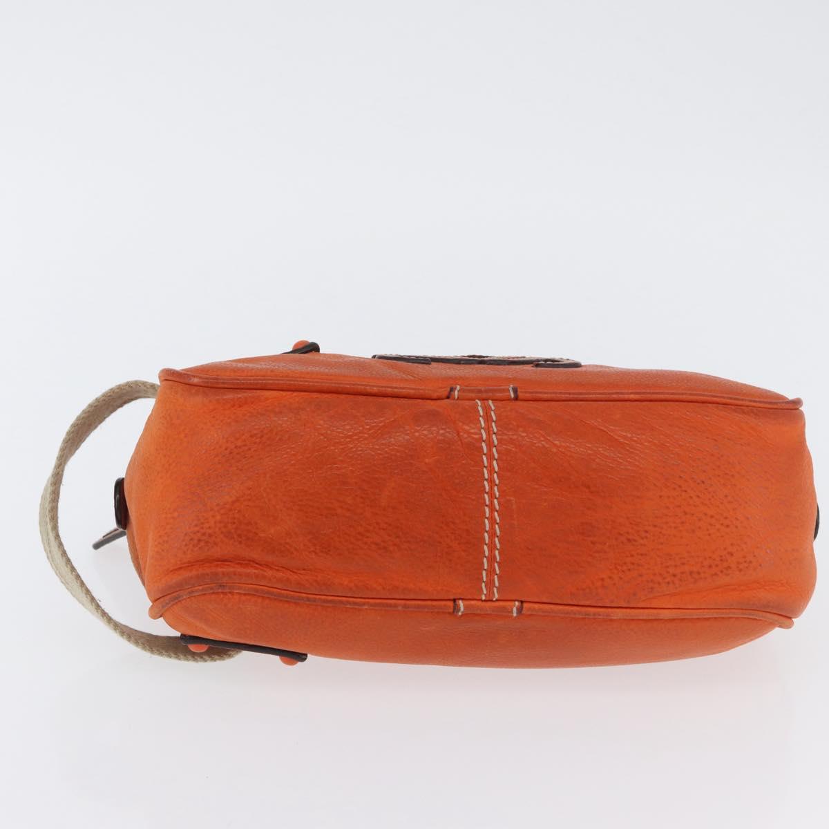 LOEWE Hand Bag Leather Orange Silver Auth ep13732