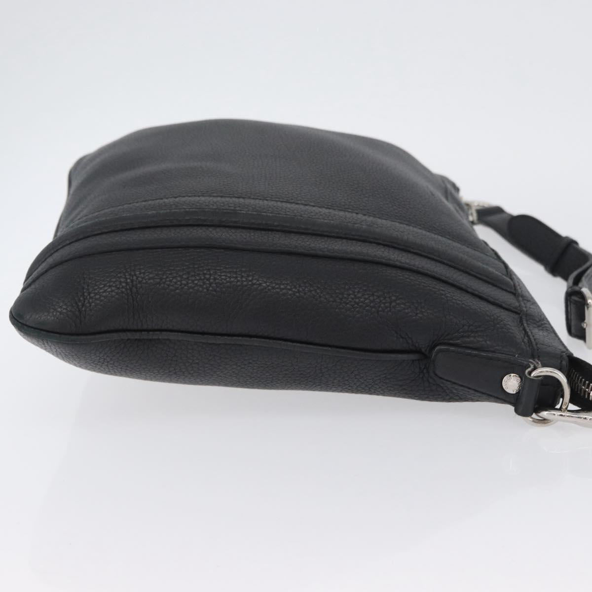 GUCCI Shoulder Bag Leather Black Silver 233329 Auth ep13736