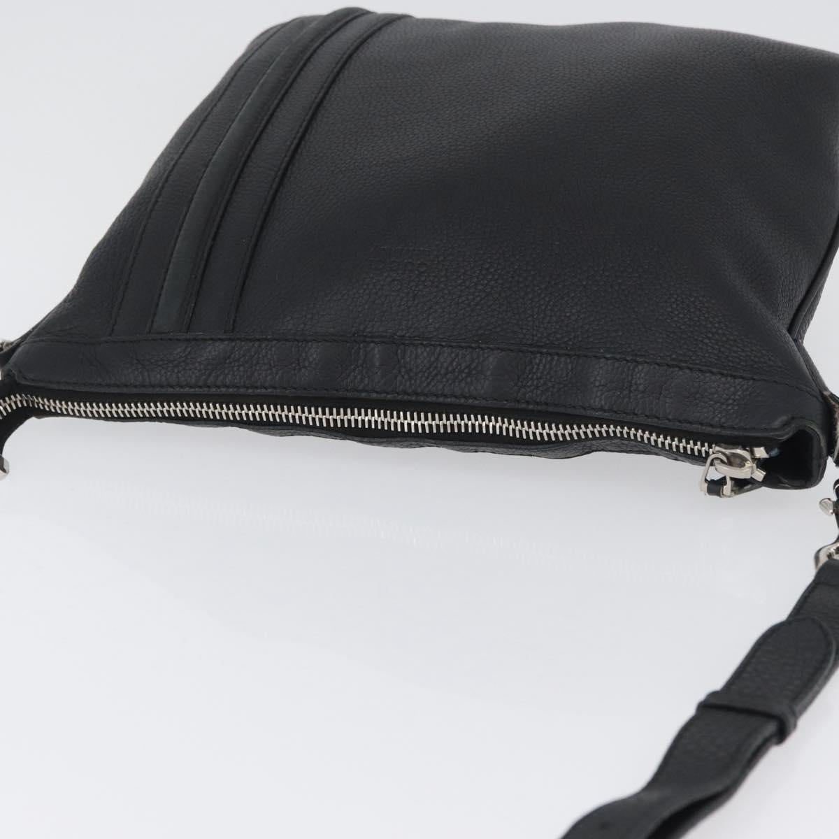 GUCCI Shoulder Bag Leather Black Silver 233329 Auth ep13736