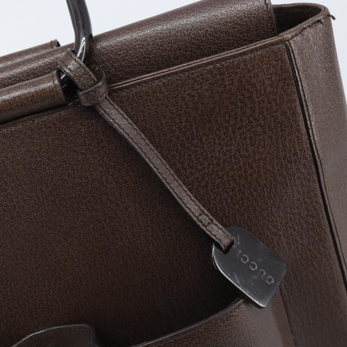 GUCCI Hand Bag Leather Brown Silver 002 1118 0462 Auth ep13739