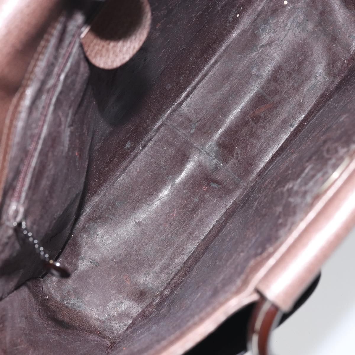GUCCI Hand Bag Leather Brown Silver 002 1118 0462 Auth ep13739