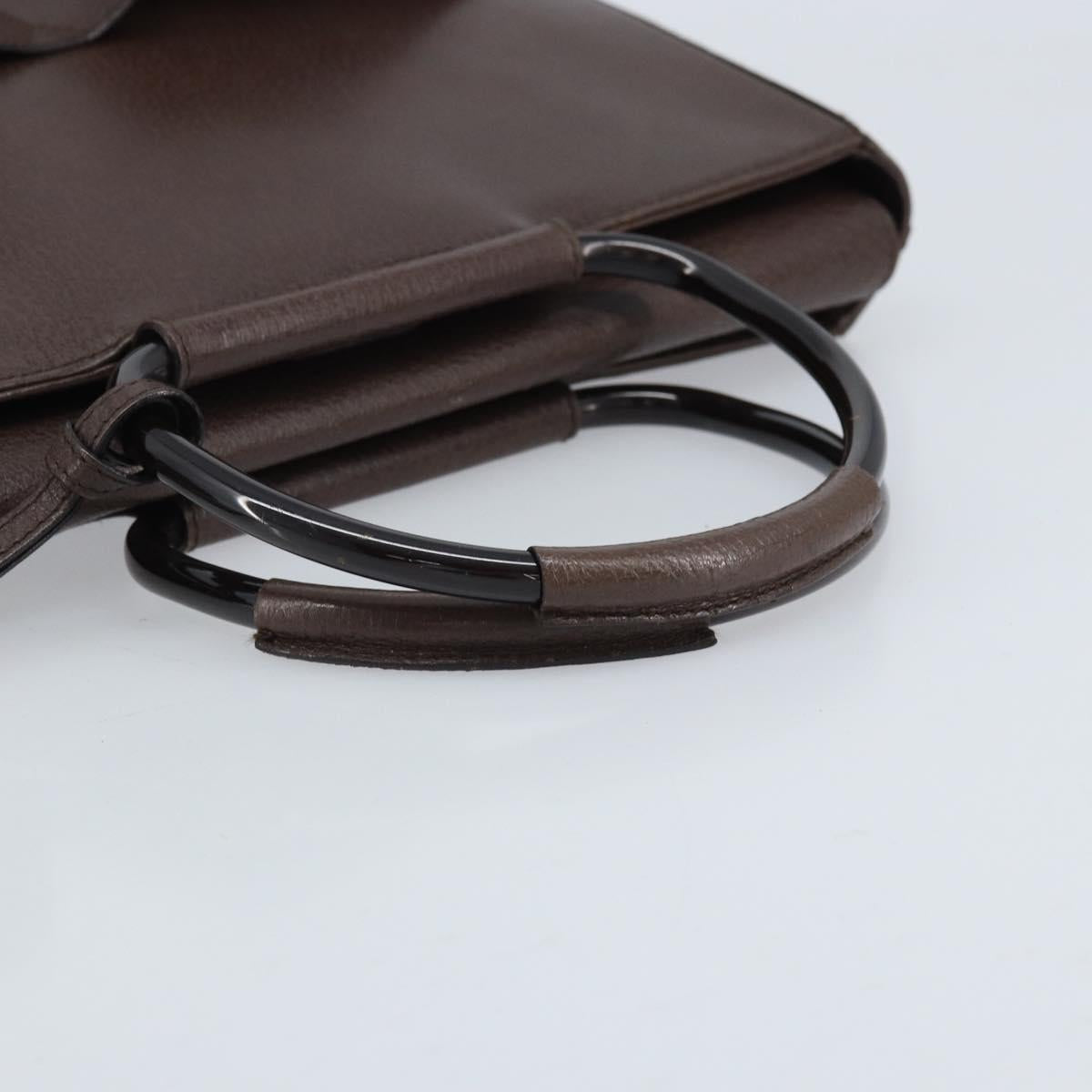 GUCCI Hand Bag Leather Brown Silver 002 1118 0462 Auth ep13739