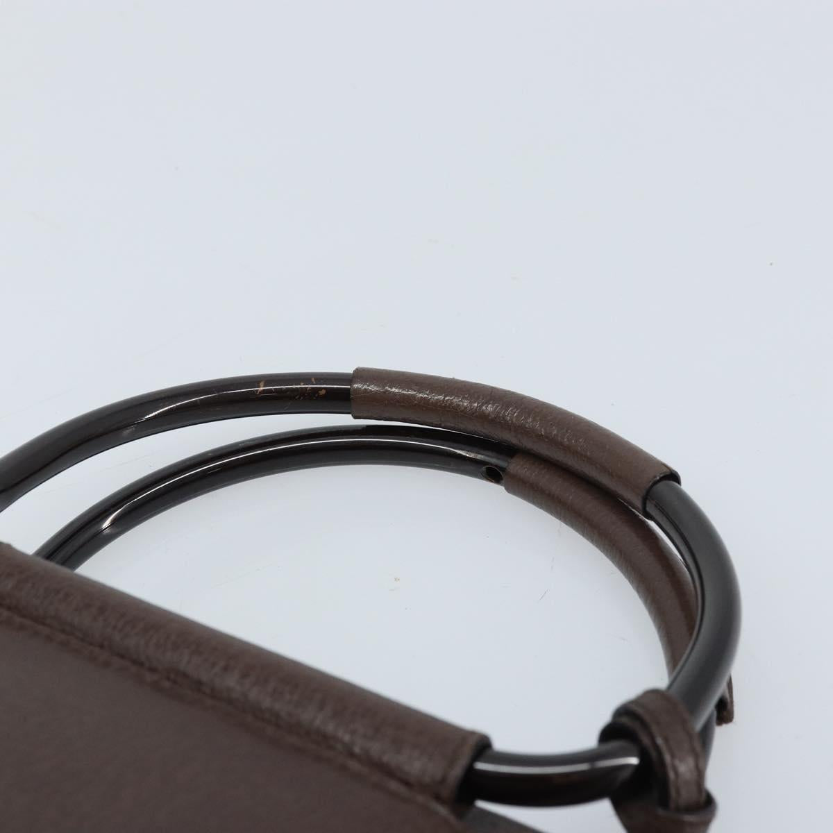 GUCCI Hand Bag Leather Brown Silver 002 1118 0462 Auth ep13739