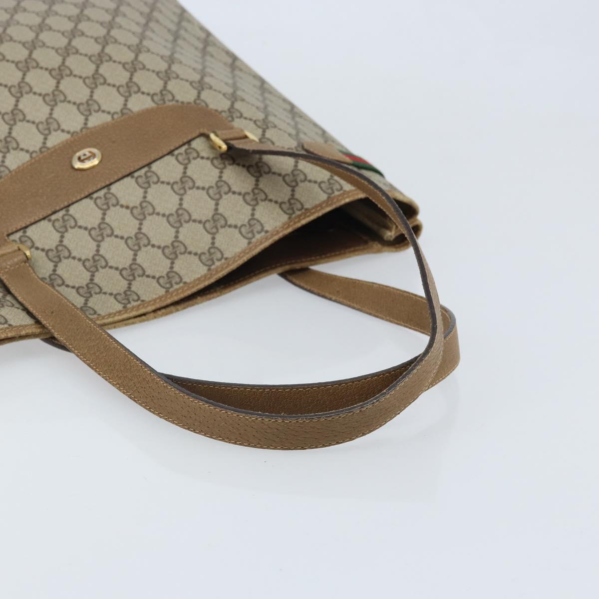 GUCCI GG Supreme Web Sherry Line Tote Bag PVC Beige Gold 39 02 091 Auth ep13740