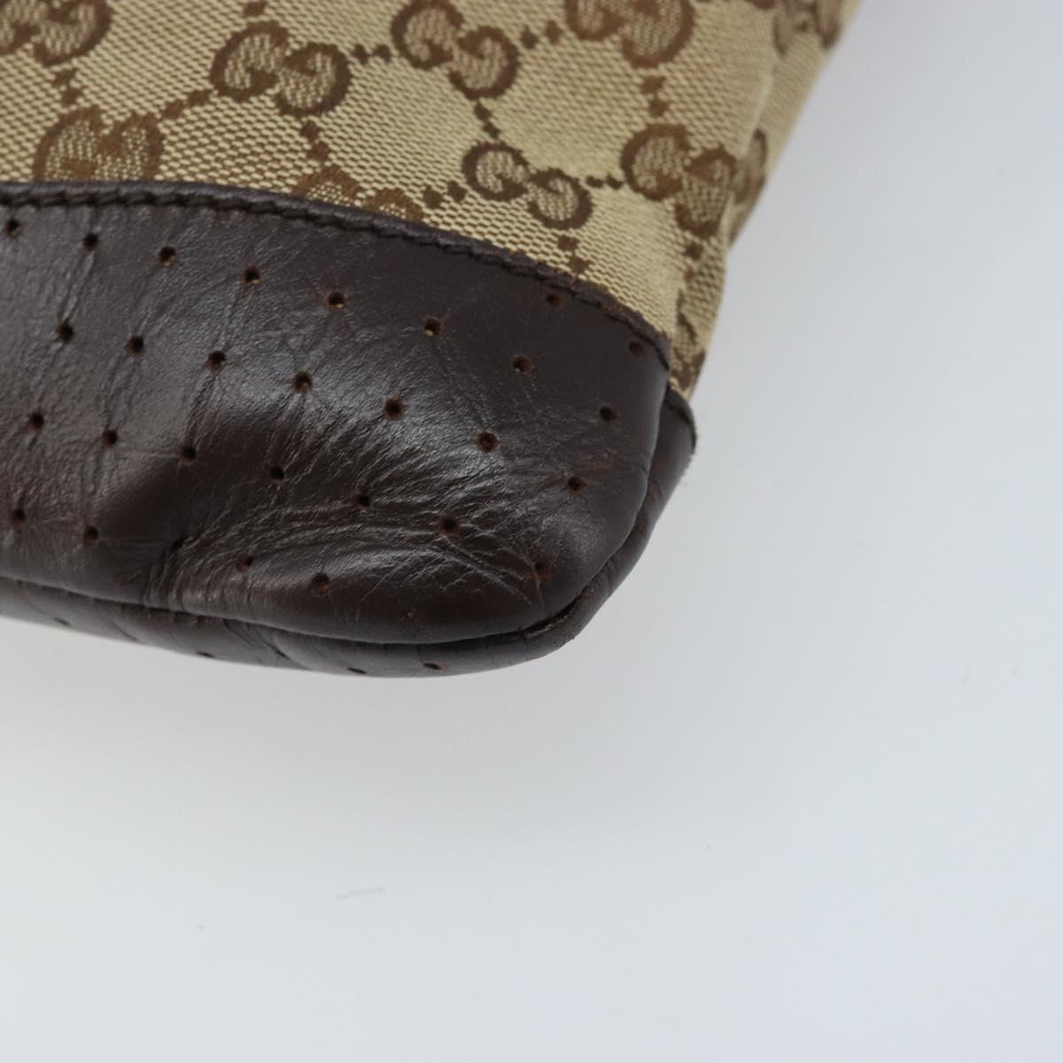 GUCCI GG Canvas Shoulder Bag Beige Silver 145857 Auth ep13742