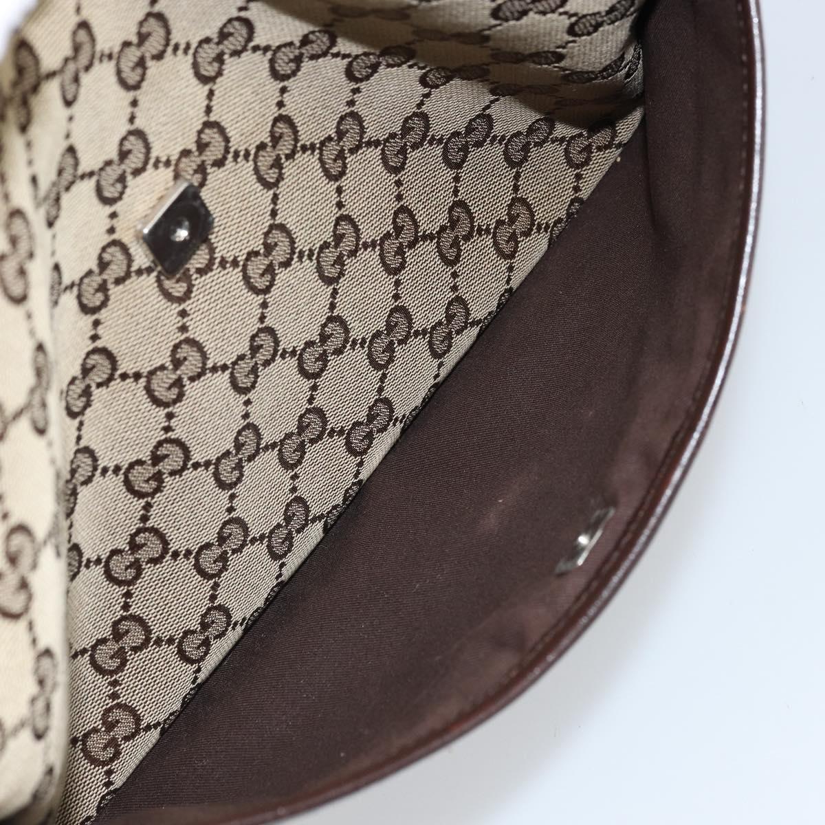GUCCI GG Canvas Shoulder Bag Beige Silver 145857 Auth ep13742
