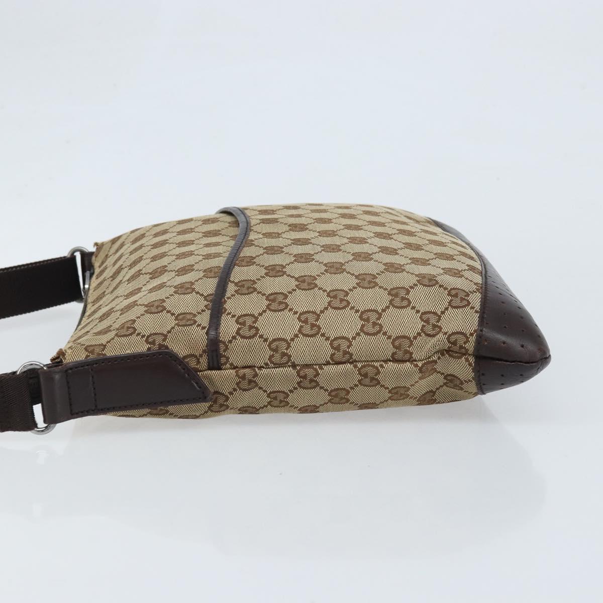 GUCCI GG Canvas Shoulder Bag Beige Silver 145857 Auth ep13742