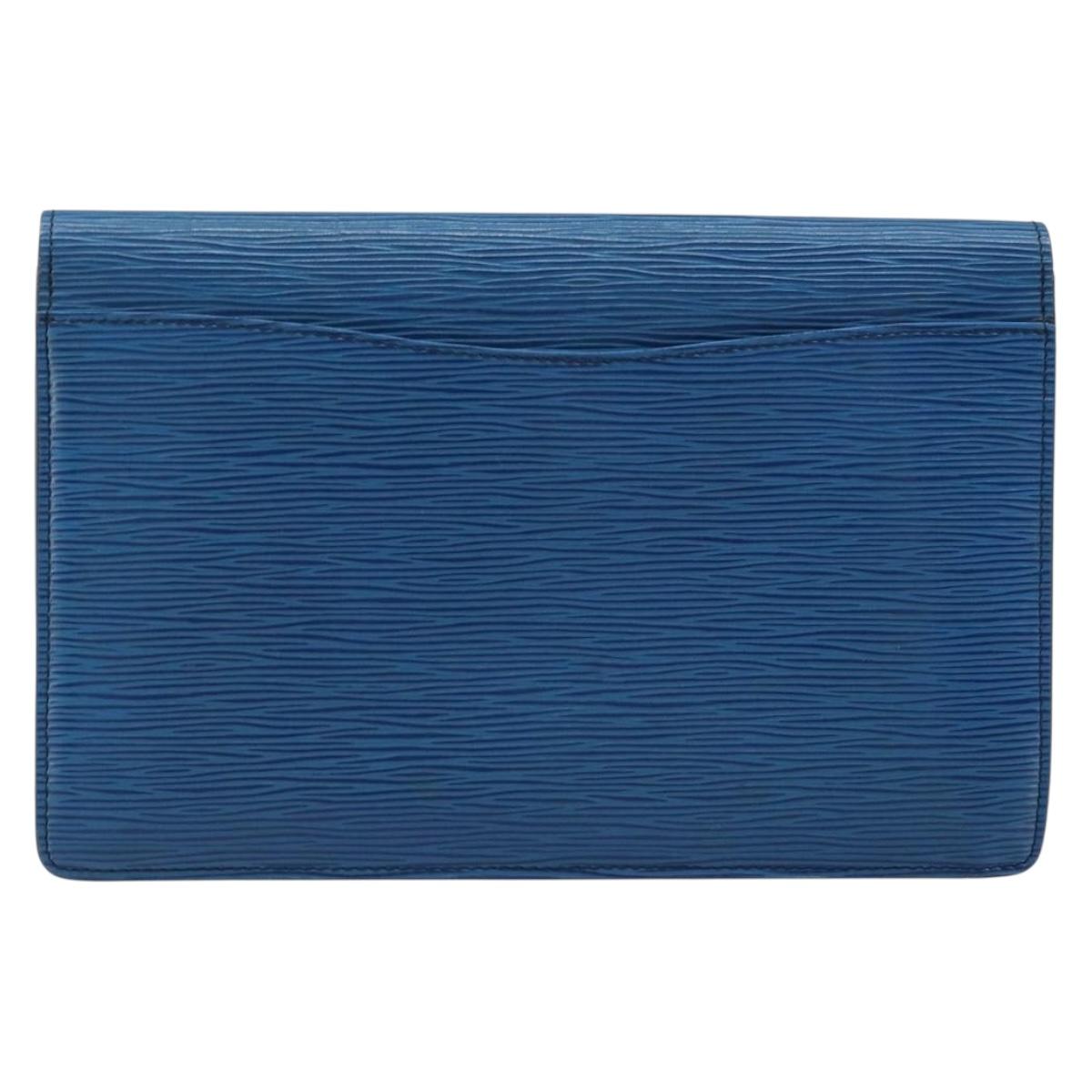 LOUIS VUITTON Epi Montaigne 23 Clutch Bag Blue M52665 LV Auth ep13746