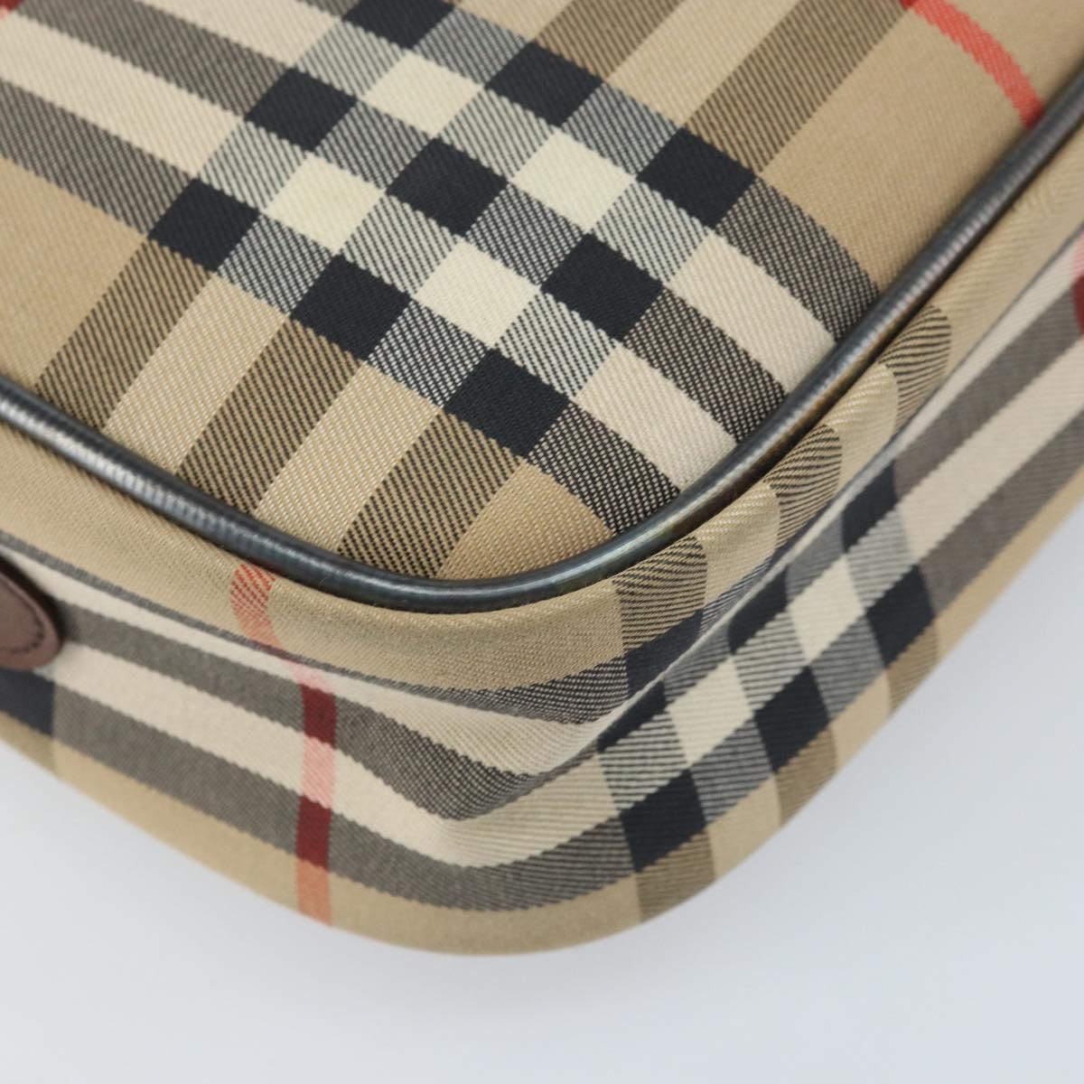 Burberrys Nova Check Shoulder Bag Canvas Beige Gold Auth ep13747