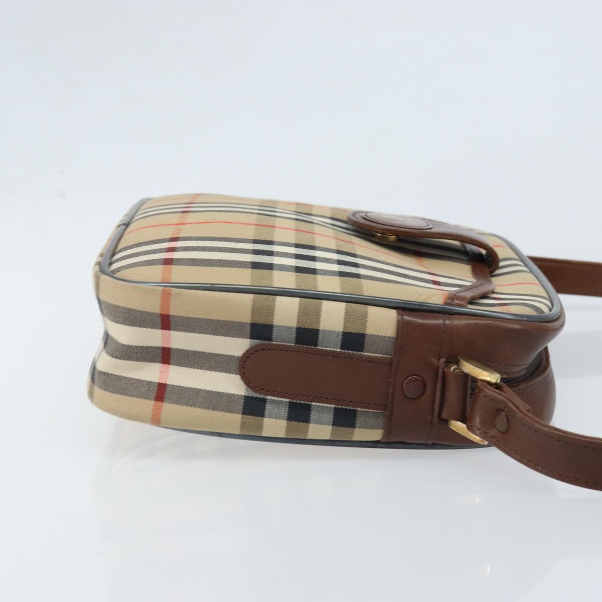 Burberrys Nova Check Shoulder Bag Canvas Beige Gold Auth ep13747