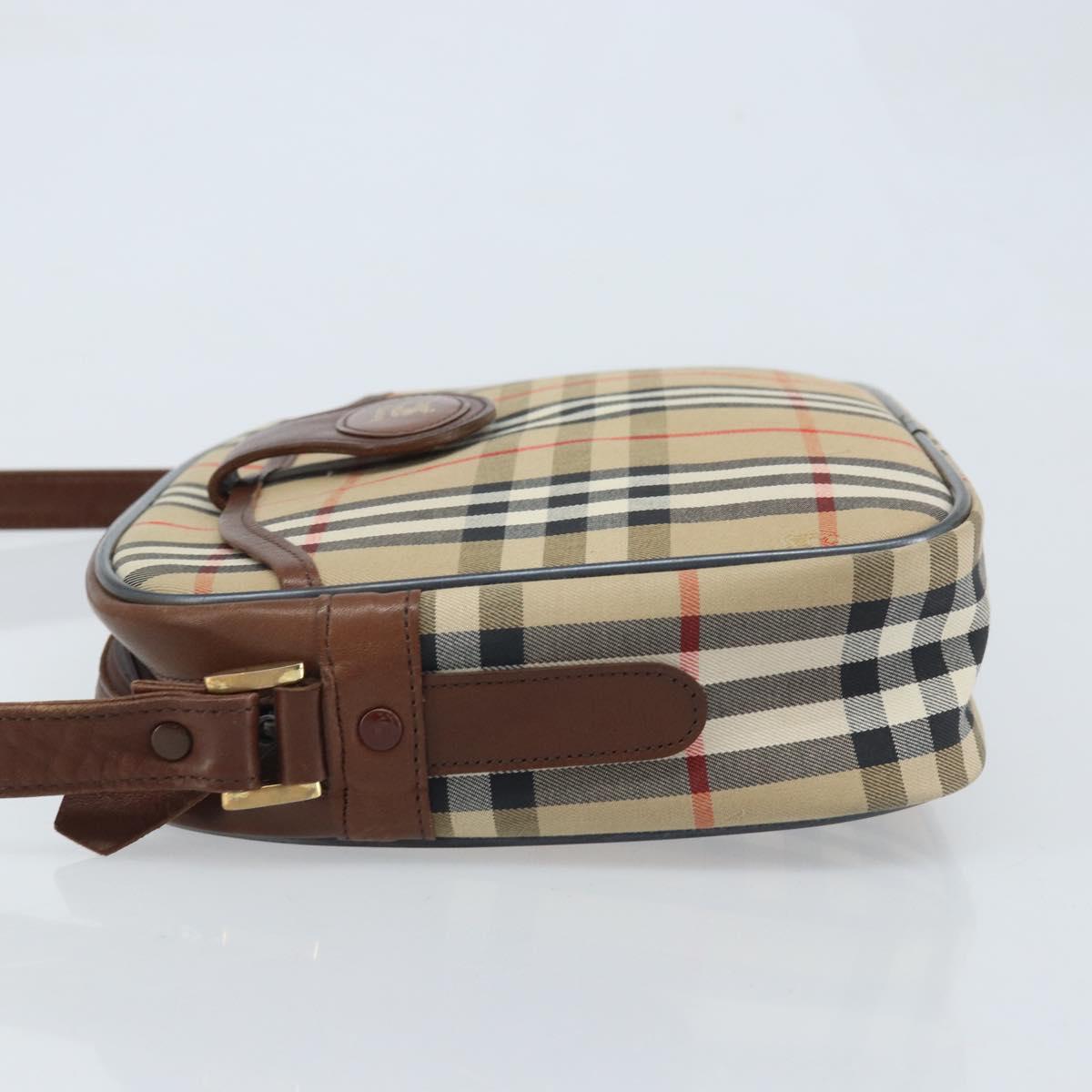 Burberrys Nova Check Shoulder Bag Canvas Beige Gold Auth ep13747