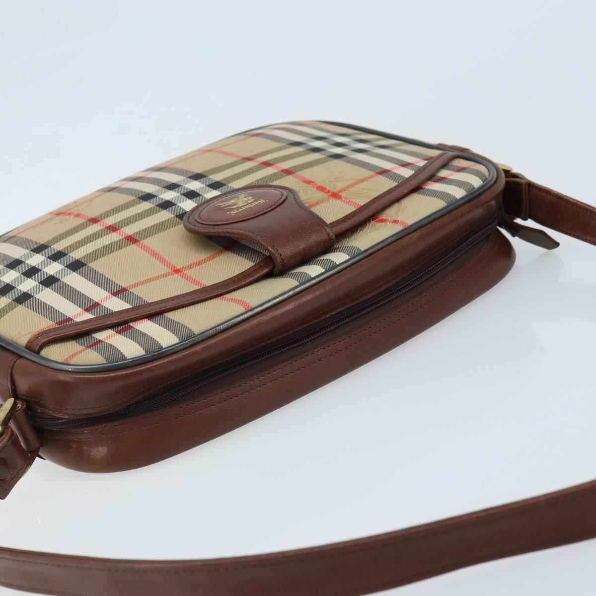 Burberrys Nova Check Shoulder Bag Canvas Beige Gold Auth ep13747