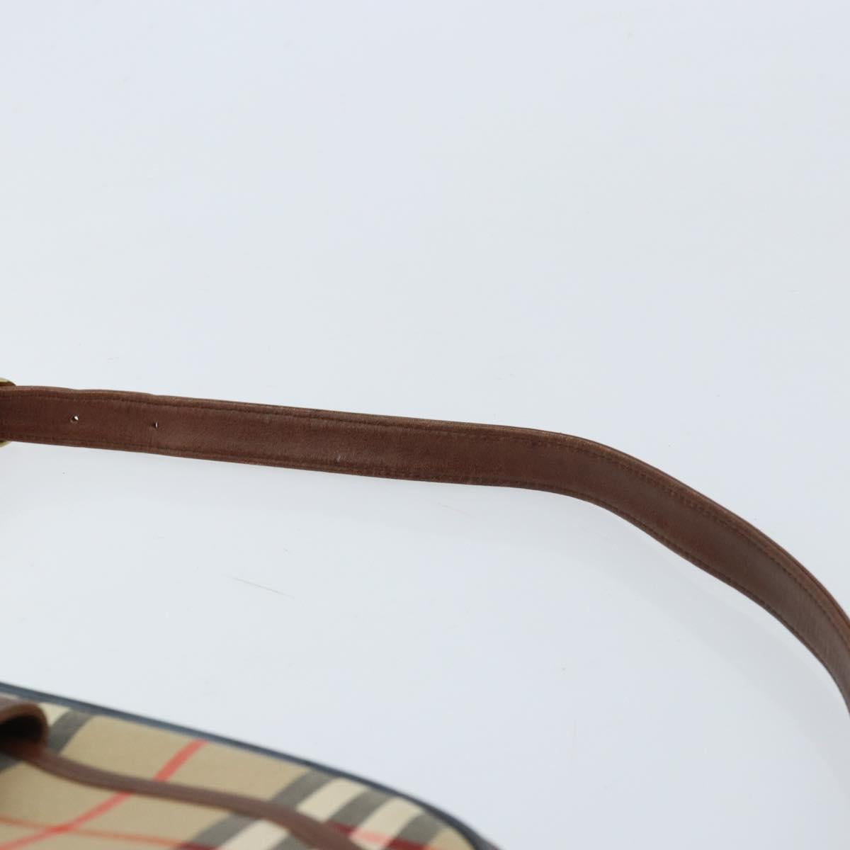 Burberrys Nova Check Shoulder Bag Canvas Beige Gold Auth ep13747