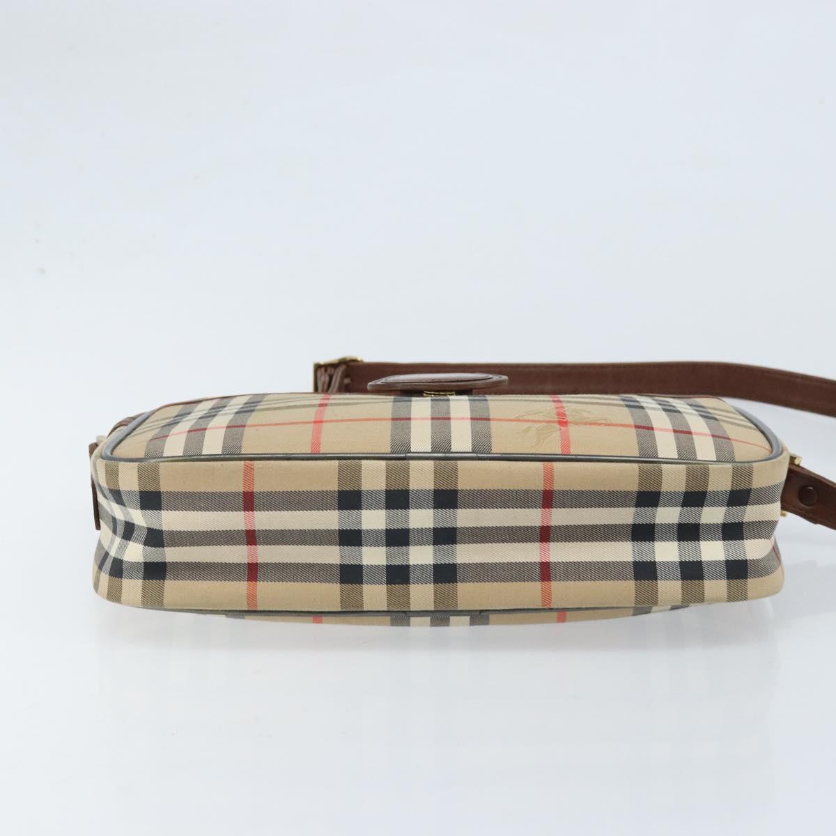 Burberrys Nova Check Shoulder Bag Canvas Beige Gold Auth ep13747