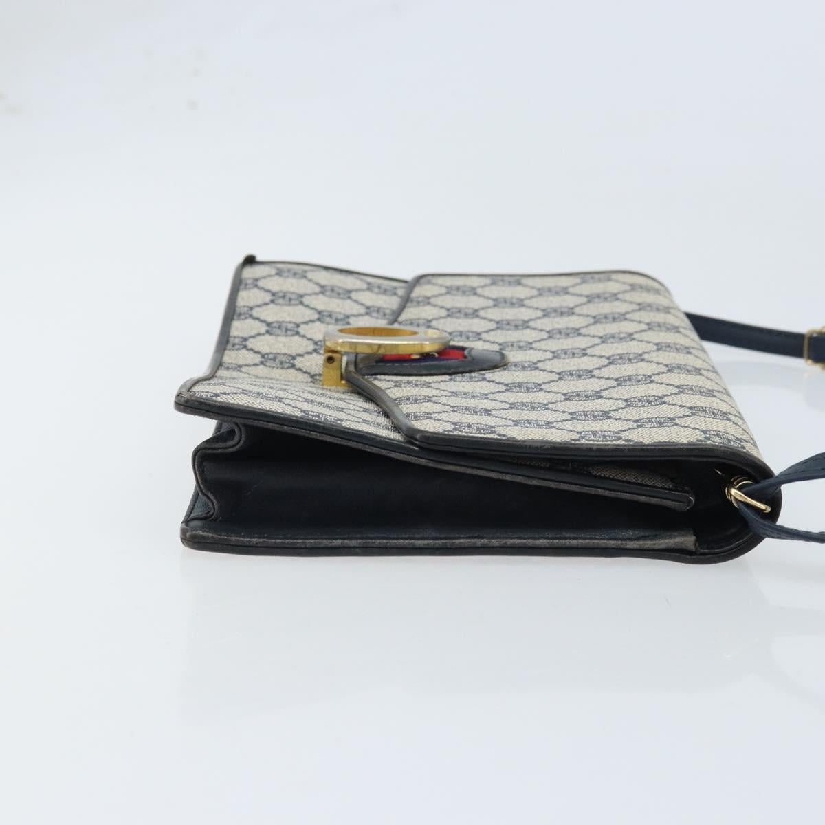 GUCCI GG Supreme Sherry Line Shoulder Bag PVC Navy Gold Auth ep13751
