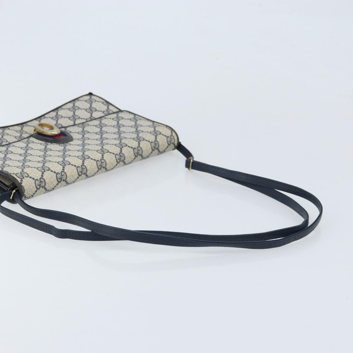 GUCCI GG Supreme Sherry Line Shoulder Bag PVC Navy Gold Auth ep13751