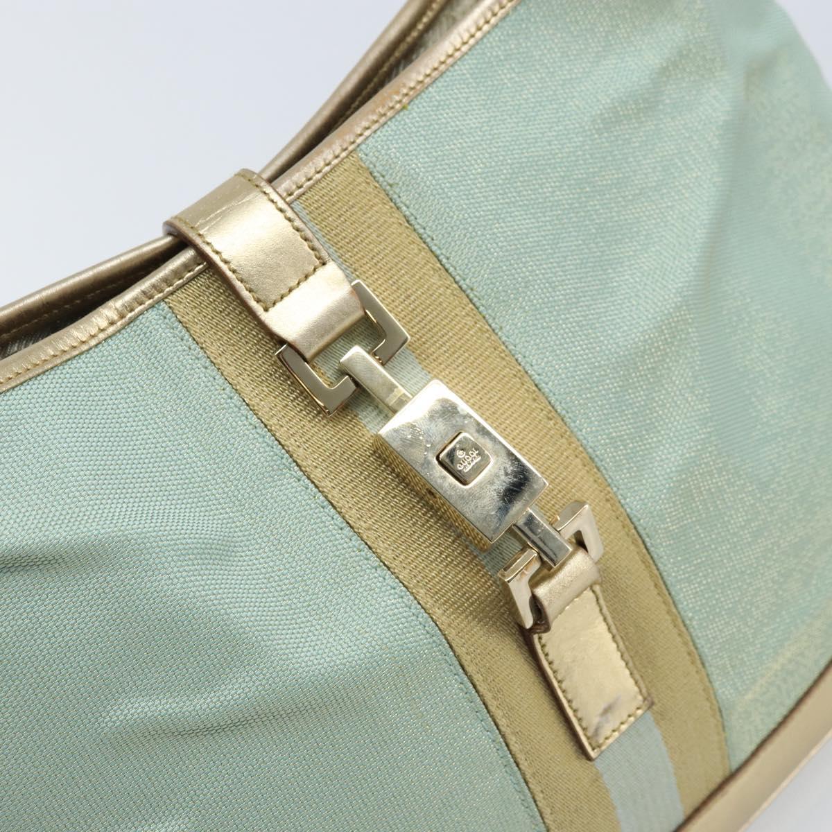 GUCCI GG Canvas Jackie Shoulder Bag Light Blue Gold 001 3306 1956 Auth ep13754A