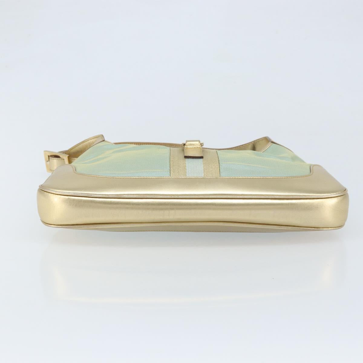 GUCCI GG Canvas Jackie Shoulder Bag Light Blue Gold 001 3306 1956 Auth ep13754A