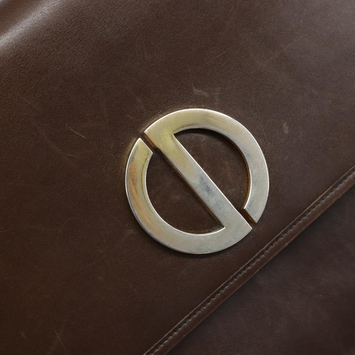 Christian Dior Shoulder Bag Leather Brown Gold Auth ep13755