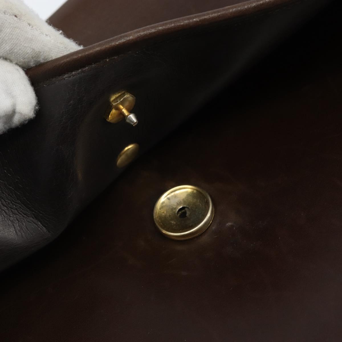 Christian Dior Shoulder Bag Leather Brown Gold Auth ep13755