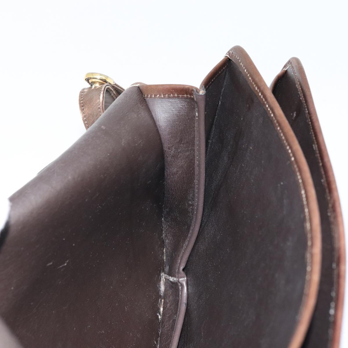 Christian Dior Shoulder Bag Leather Brown Gold Auth ep13755