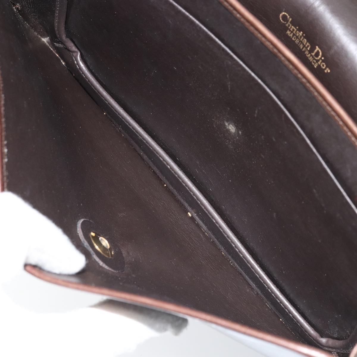 Christian Dior Shoulder Bag Leather Brown Gold Auth ep13755