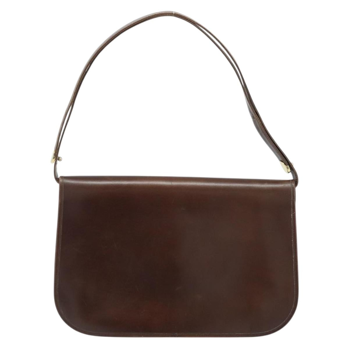 Christian Dior Shoulder Bag Leather Brown Gold Auth ep13755