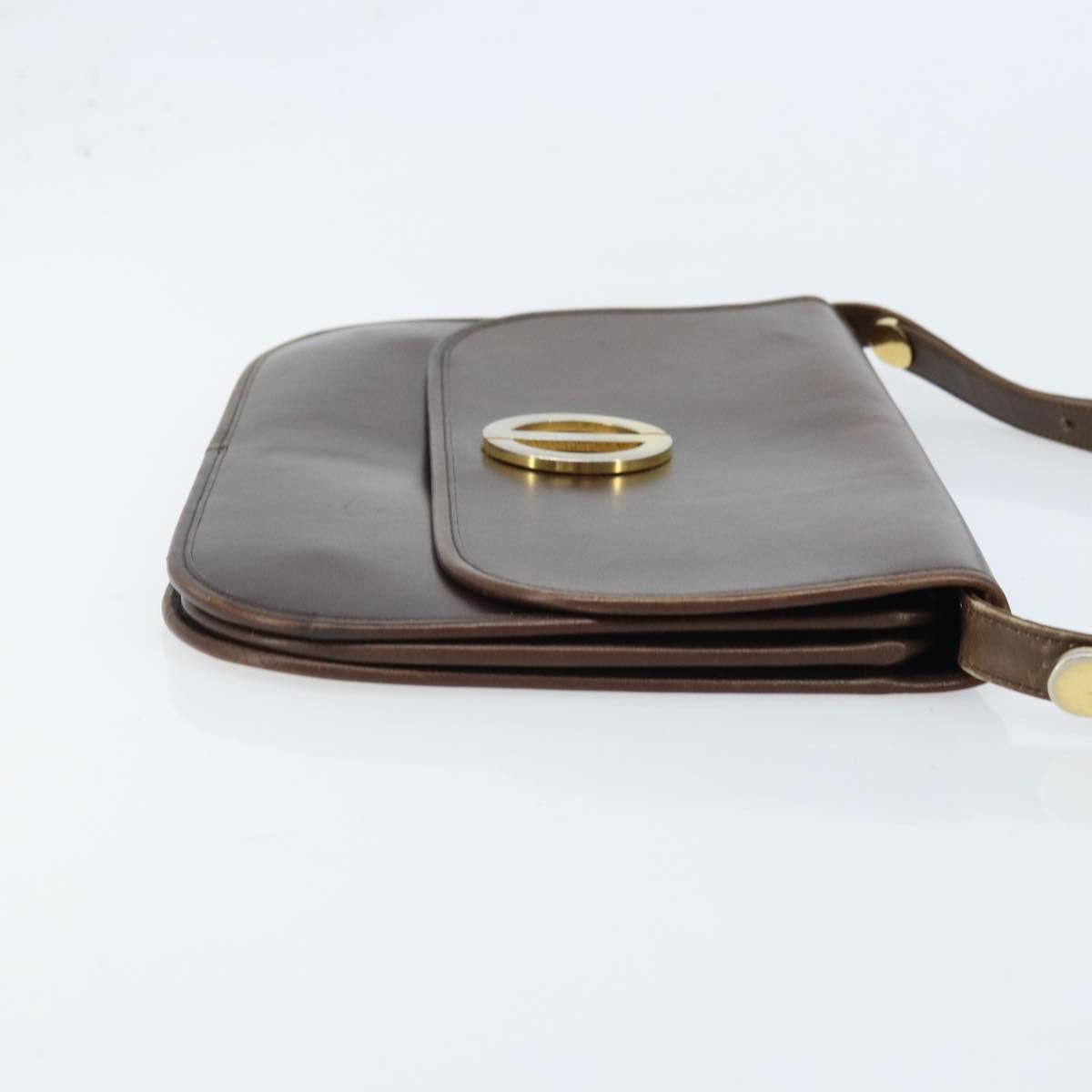 Christian Dior Shoulder Bag Leather Brown Gold Auth ep13755