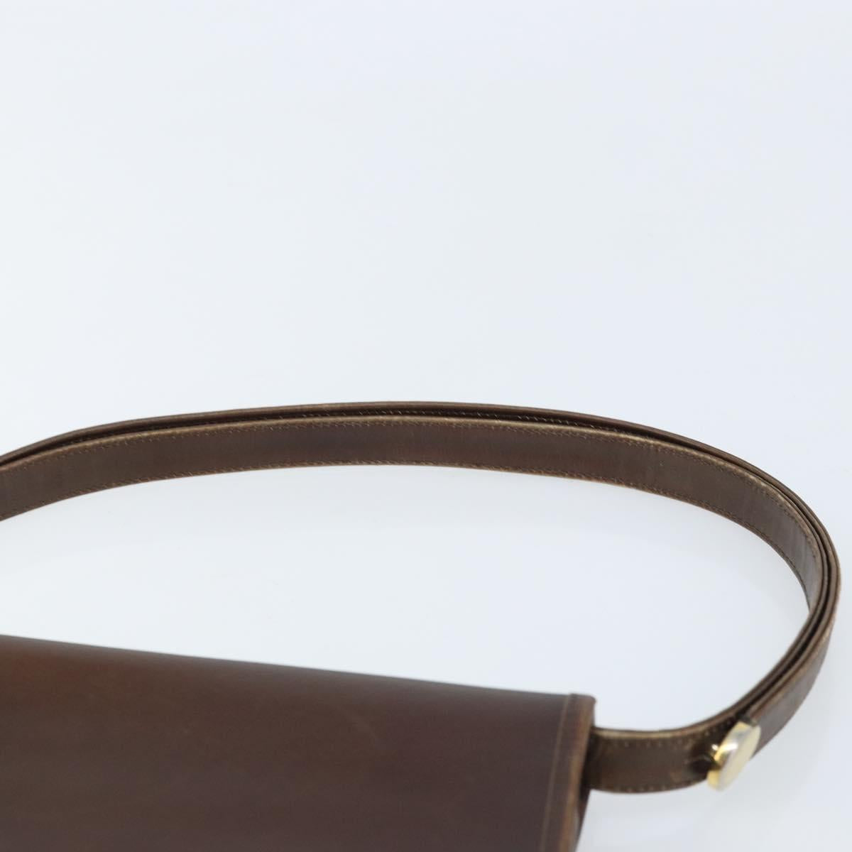 Christian Dior Shoulder Bag Leather Brown Gold Auth ep13755