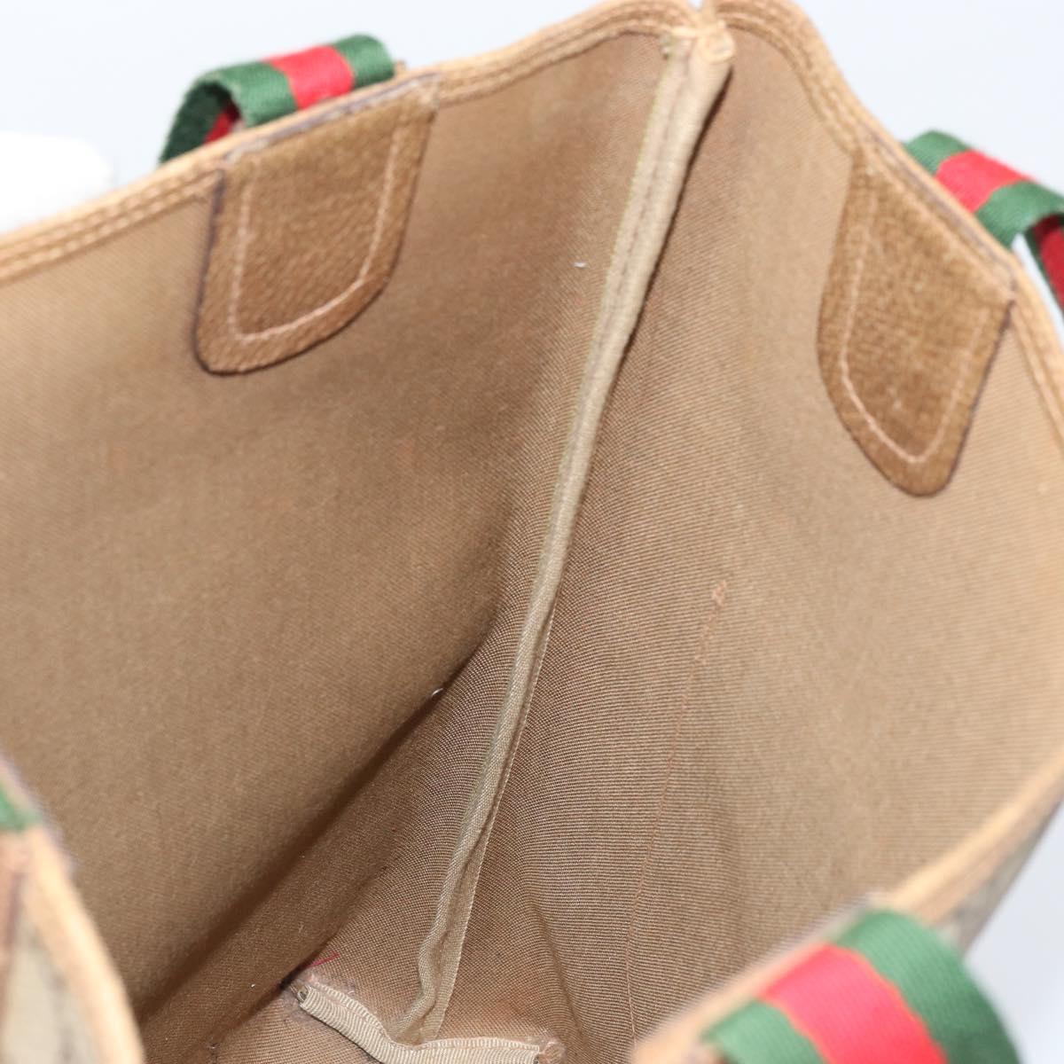 GUCCI GG Supreme Web Sherry Line Tote Bag PVC Beige 39 02 003 Auth ep13759