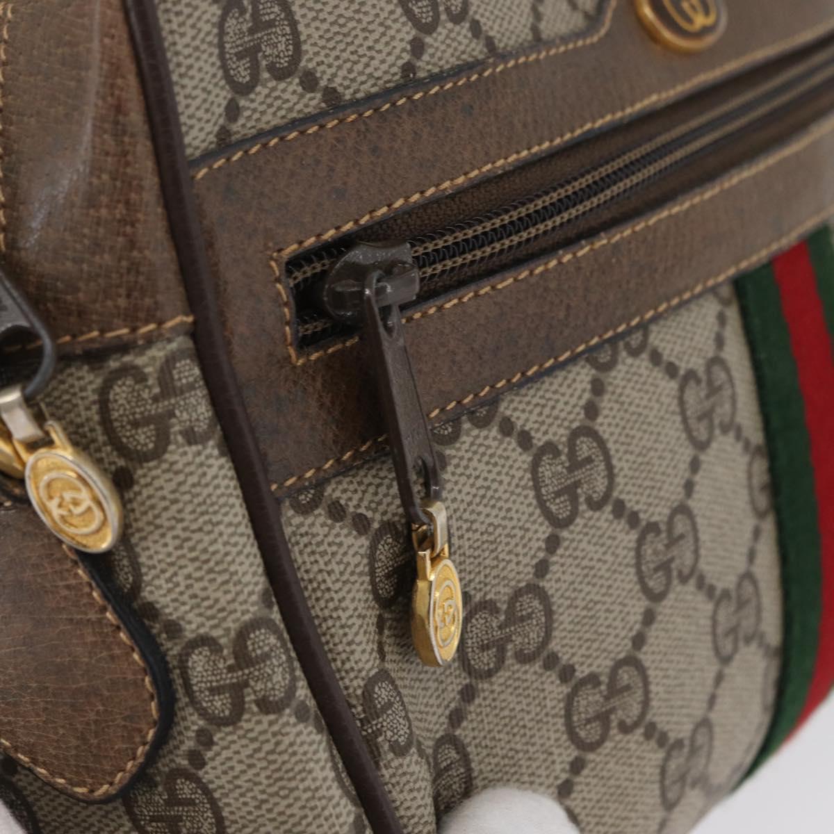 GUCCI GG Supreme Web Sherry Line Bag PVC Beige Gold 904 02 004 Auth ep13762