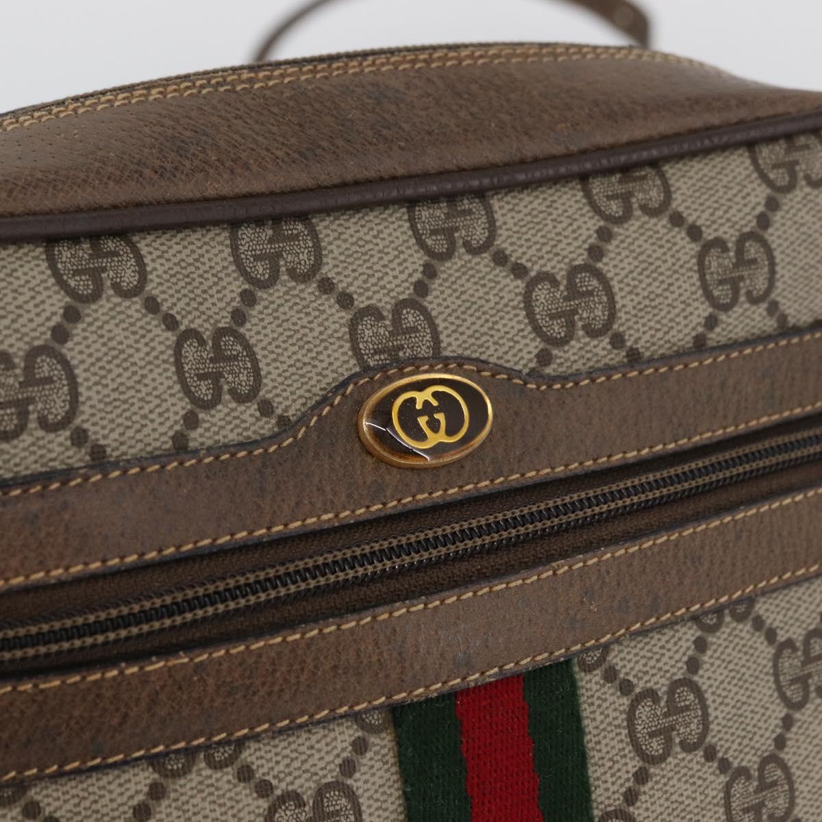 GUCCI GG Supreme Web Sherry Line Bag PVC Beige Gold 904 02 004 Auth ep13762
