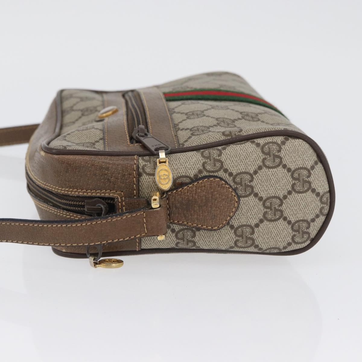 GUCCI GG Supreme Web Sherry Line Bag PVC Beige Gold 904 02 004 Auth ep13762