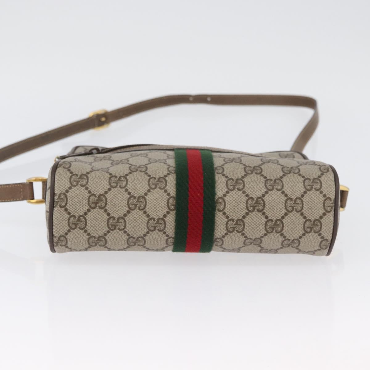 GUCCI GG Supreme Web Sherry Line Bag PVC Beige Gold 904 02 004 Auth ep13762