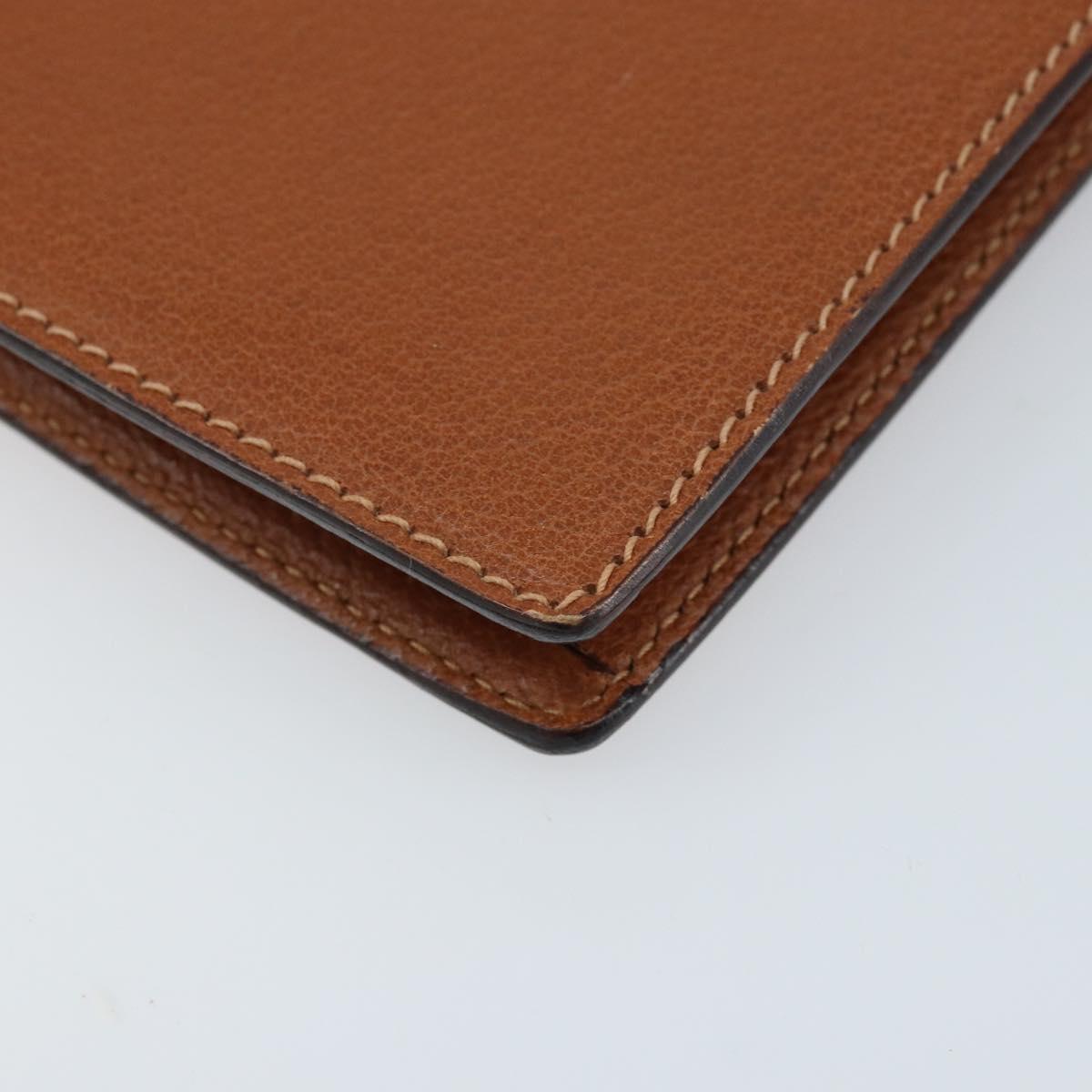 GUCCI Clutch Bag Leather Brown Gold Auth ep13771