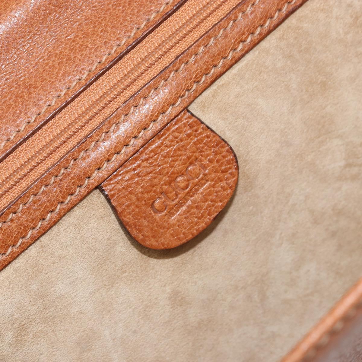 GUCCI Clutch Bag Leather Brown Gold Auth ep13771