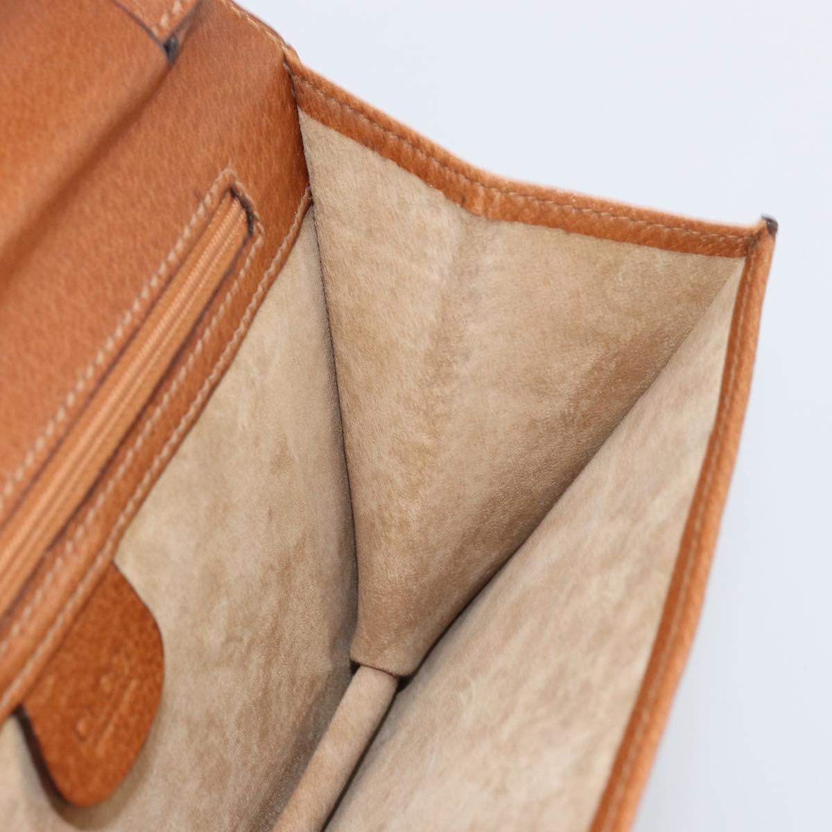 GUCCI Clutch Bag Leather Brown Gold Auth ep13771