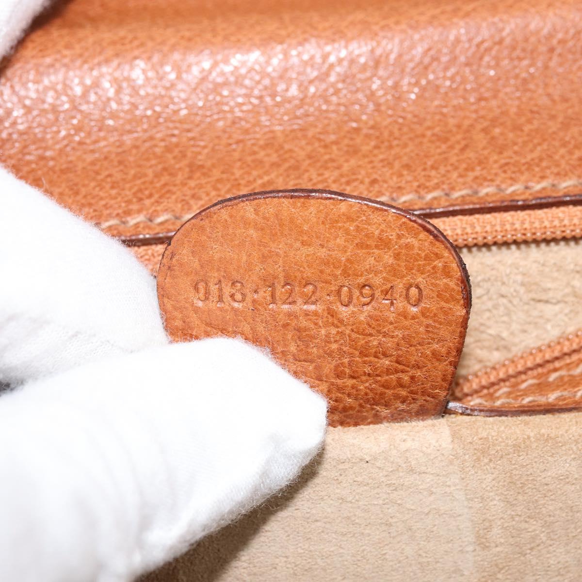 GUCCI Clutch Bag Leather Brown Gold Auth ep13771
