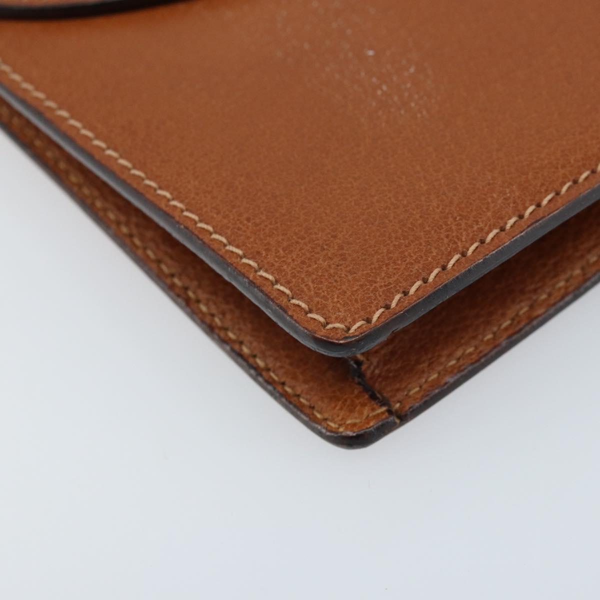 GUCCI Clutch Bag Leather Brown Gold Auth ep13771