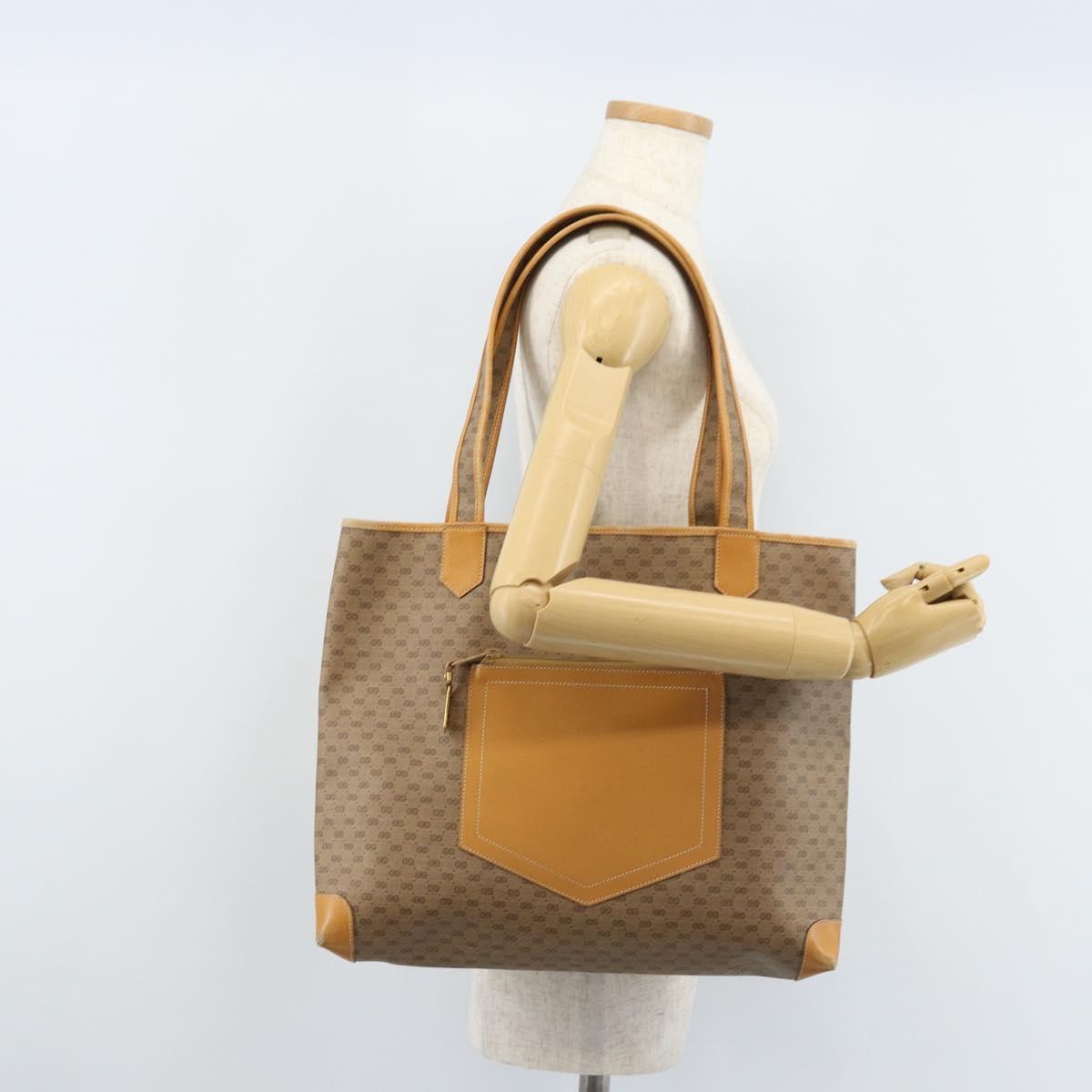 GUCCI Micro GG Supreme Tote Bag PVC Beige Gold 002 098 0057 Auth ep13772