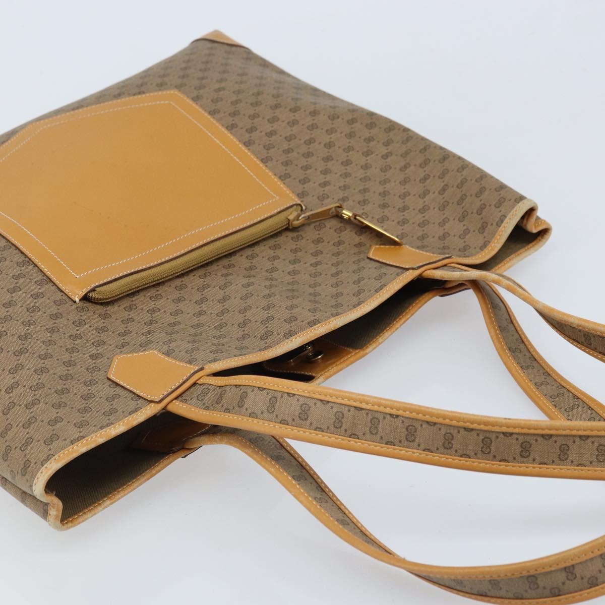 GUCCI Micro GG Supreme Tote Bag PVC Beige Gold 002 098 0057 Auth ep13772