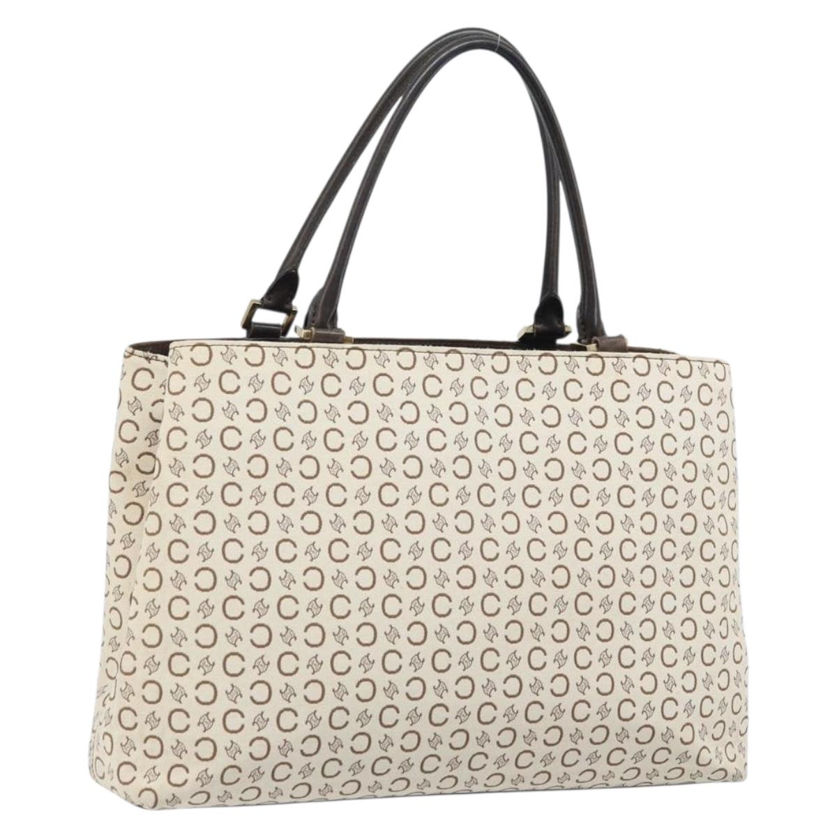 CELINE C Macadam Canvas Tote Bag Ivory Gold Auth ep13774