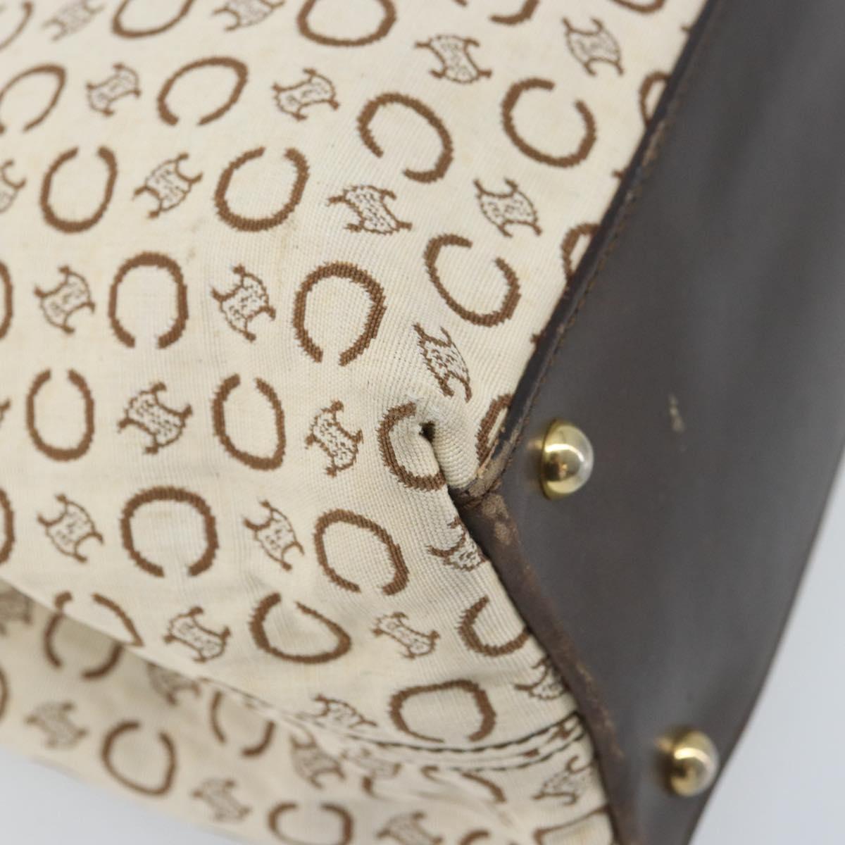 CELINE C Macadam Canvas Tote Bag Ivory Gold Auth ep13774
