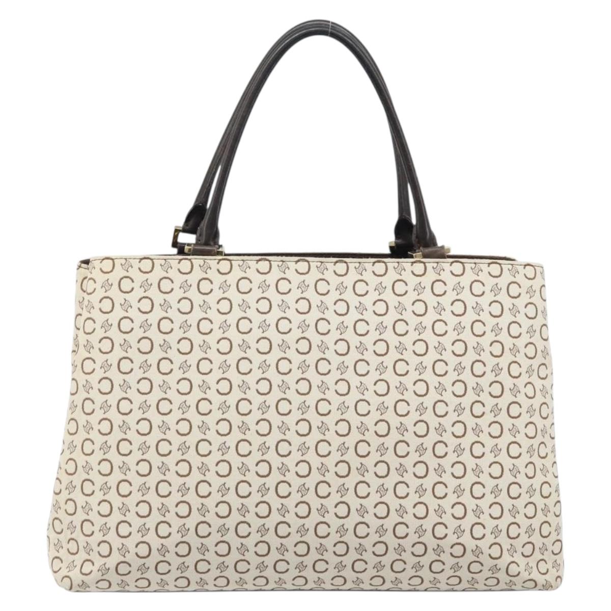CELINE C Macadam Canvas Tote Bag Ivory Gold Auth ep13774