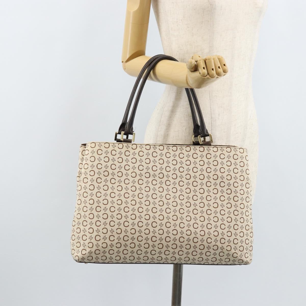 CELINE C Macadam Canvas Tote Bag Ivory Gold Auth ep13774