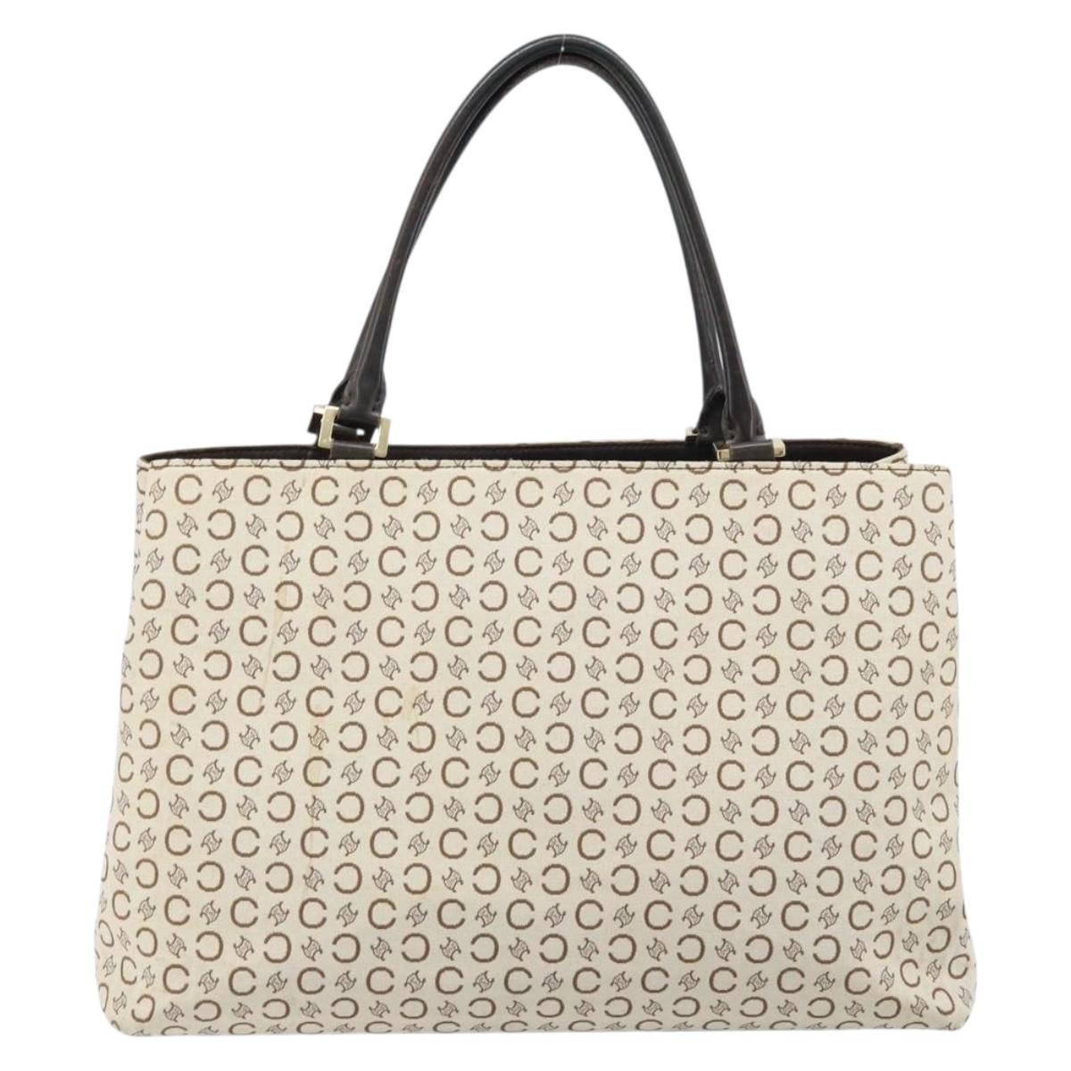 CELINE C Macadam Canvas Tote Bag Ivory Gold Auth ep13774