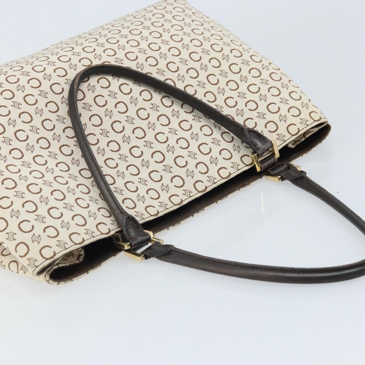 CELINE C Macadam Canvas Tote Bag Ivory Gold Auth ep13774