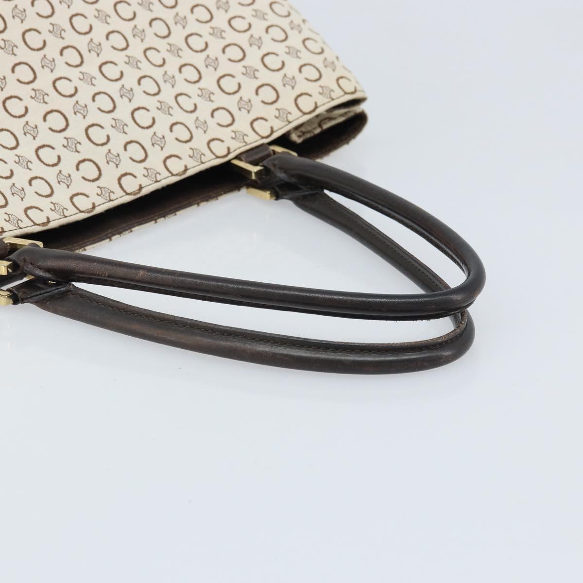 CELINE C Macadam Canvas Tote Bag Ivory Gold Auth ep13774